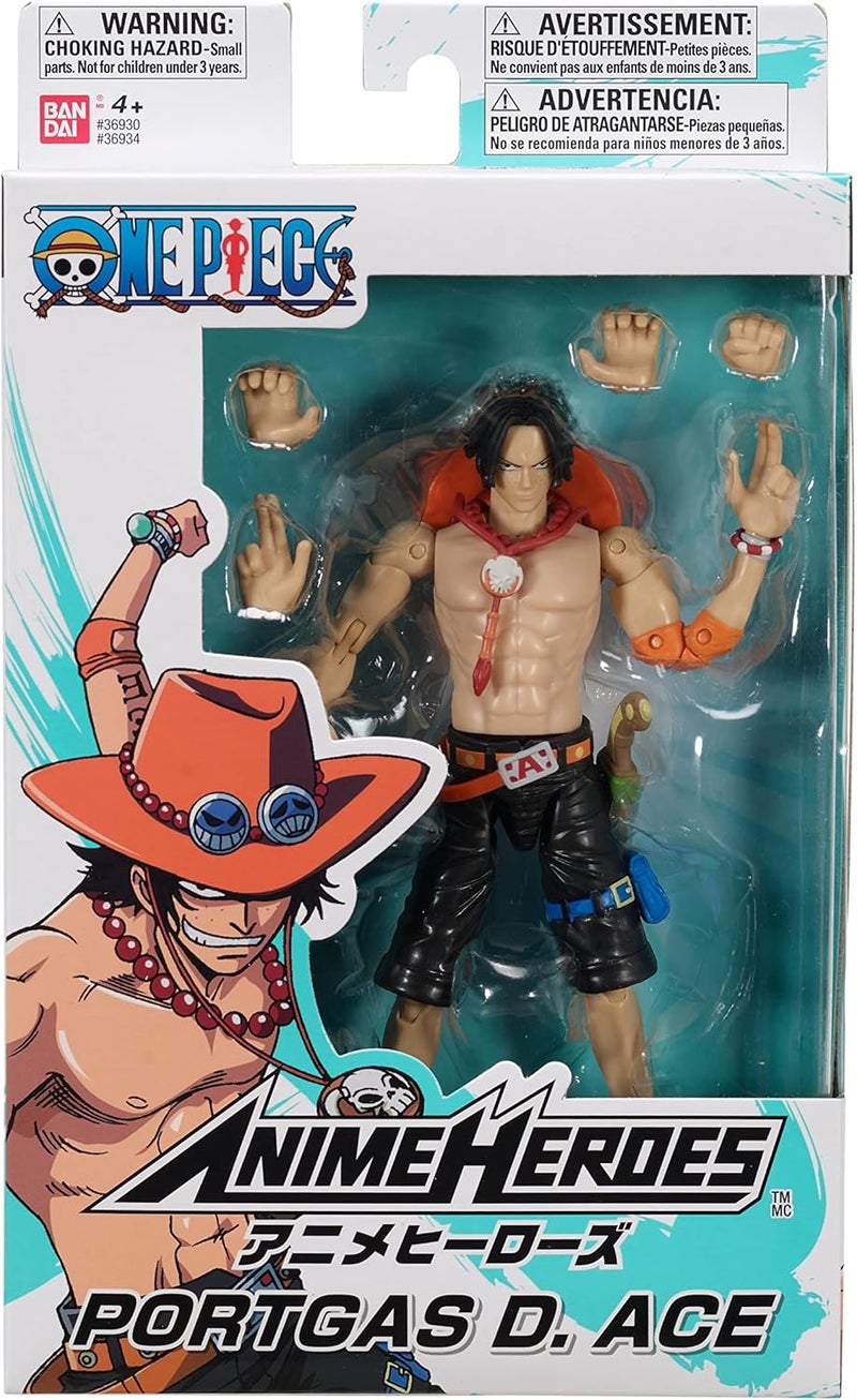 Ban Dai Bandai Anime Heroes One Piece Figure Portgas D Ace Action Figure Articulated Ace Anime Figure With Swappable Arms And Faces, Pirate Toys Range, Pirate Toys, Gift, Manga Lovers, Collectible Manga - Image 1
